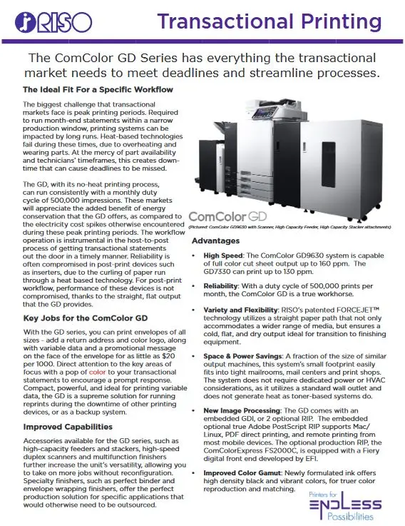 Transactional Printing, Riso, Resource Data Systems