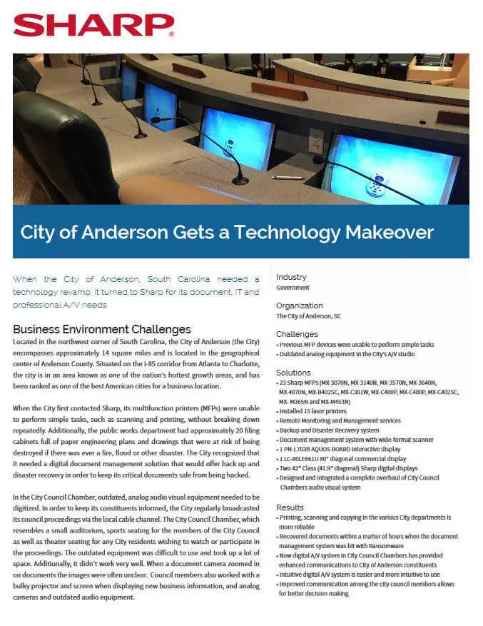 Sharp, City Of Anderson, Case Study, Resource Data Systems