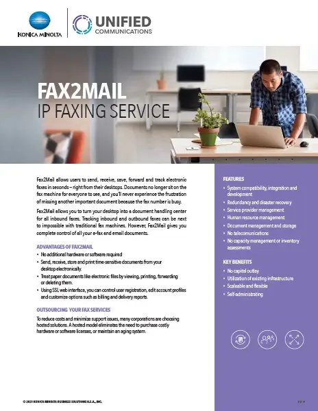 Unified Communications, FAX2MAIL, IP Faxing, Service, Konica Minolta, Resource Data Systems
