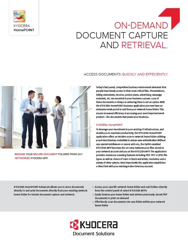 Kyocera, Software, Capture And Distribution, Homepoint Advanced, Resource Data Systems