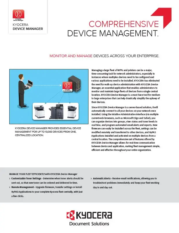 Kyocera, Software, Network Device Management, Kyocera, Device Manager, Resource Data Systems