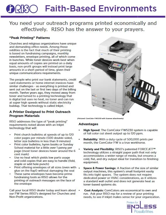 non-profit, religious, Riso, Resource Data Systems