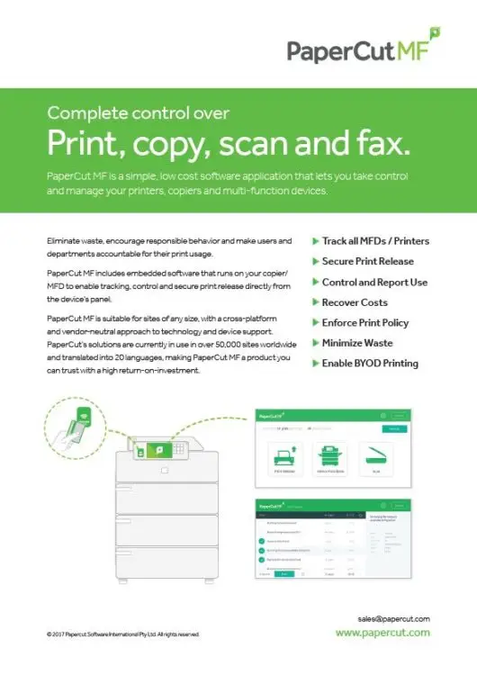 Papercut, Mf, Fact Sheet, Resource Data Systems