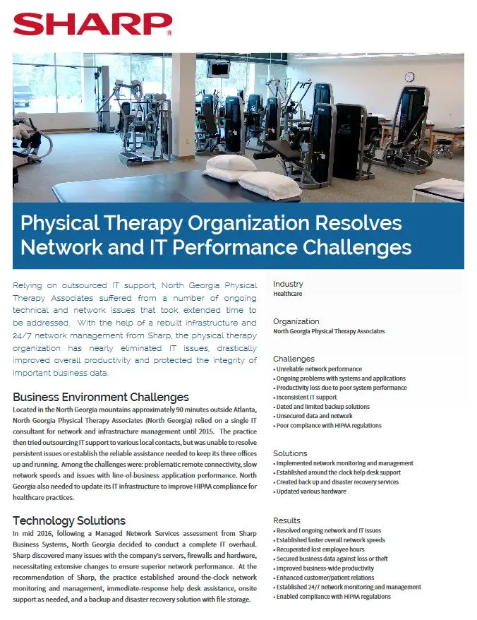 Sharp, Physical Therapy Organization, Case Study, Resource Data Systems