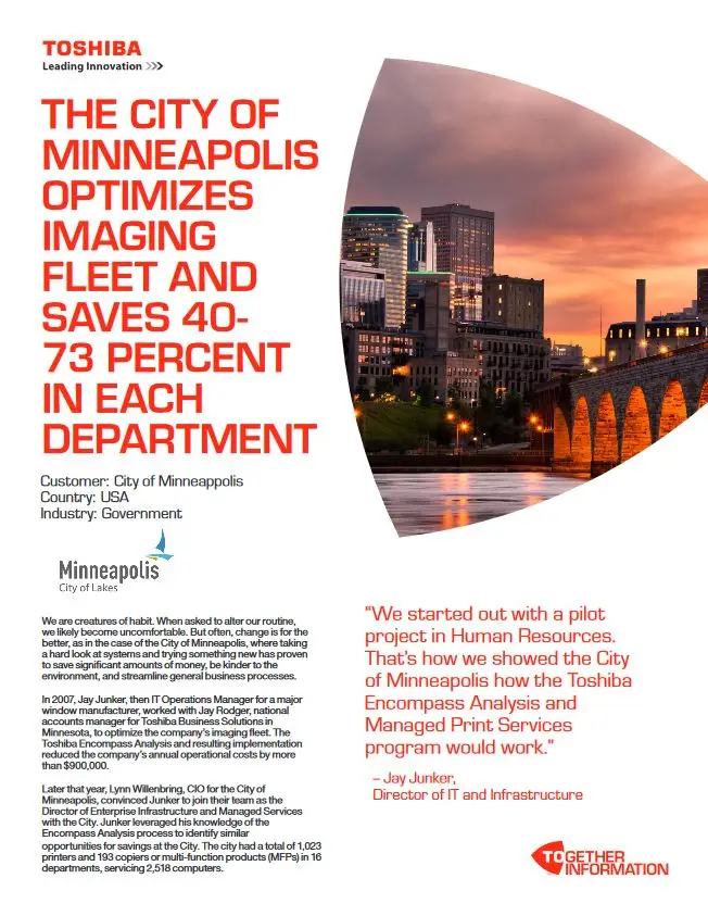 City Of Minneapolis, Case Study, MPS, MDS, Toshiba, Resource Data Systems