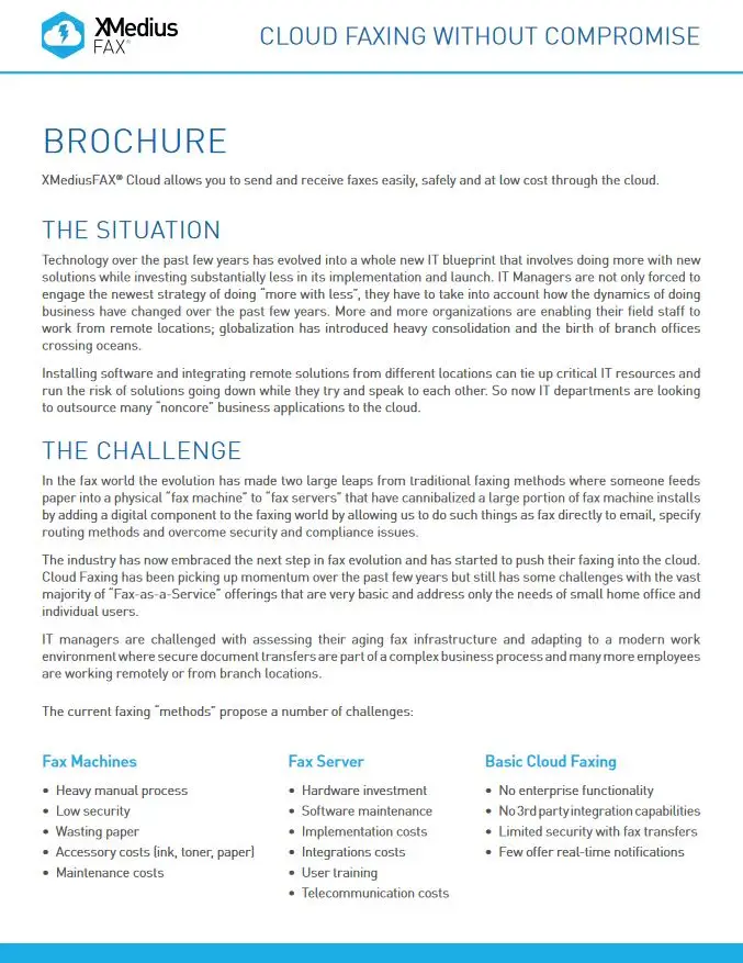 Xmmedius Cloud Fax Brochure, XMedius Fax, Resource Data Systems